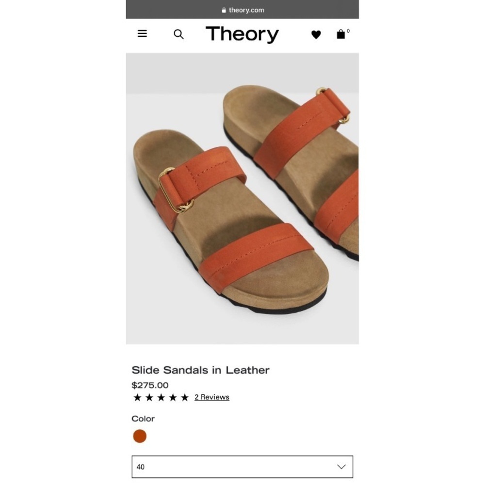THEORY Genuine Leather Two Strap Slide Sandal w/ Buckle 10 US, … - Picture 11 of 11